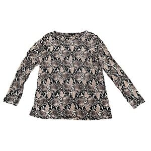 MARIO SERRANI  Crew Neck Long Sleeved Snakeskin Print Top, Medium